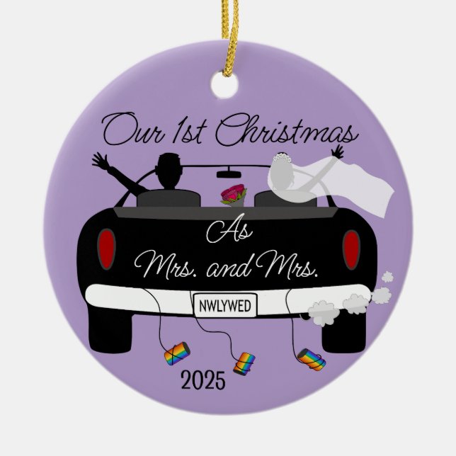 Women's 1st Christmas Newlyweds Ceramic Ornament (Framsidan)