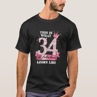 Womens 34 & Fabulous I Rosa Black Party Group Phot T Shirt