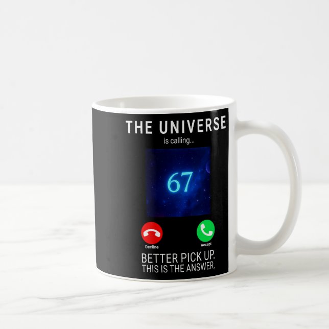 Womens 67 Meme The Universe Is Calling V-neck  Kaffemugg (Höger)