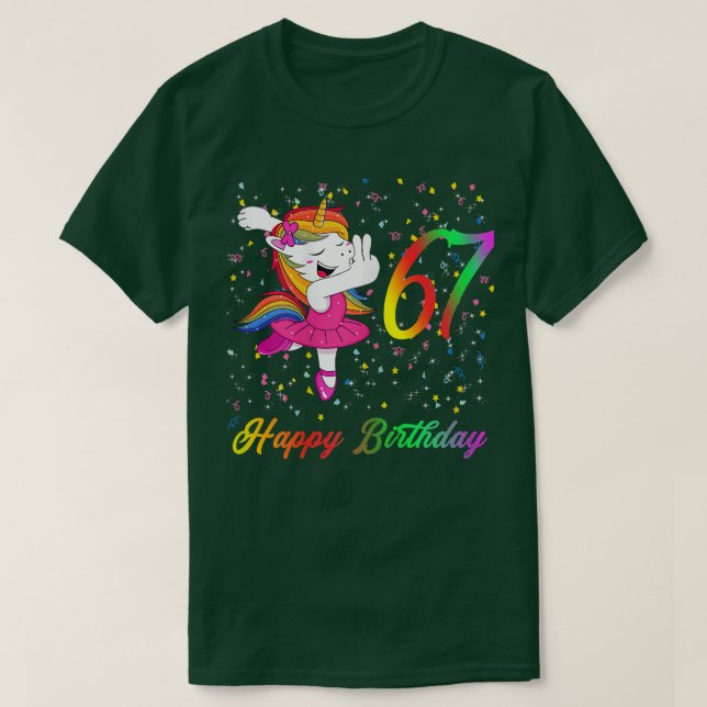 Womens 67 Years Old Birthday, Happy Birthday, Ball T Shirt (Design framsida)