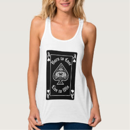 Women's Ace of Spades Black Playing Card Tshirt Linne Med Racerback