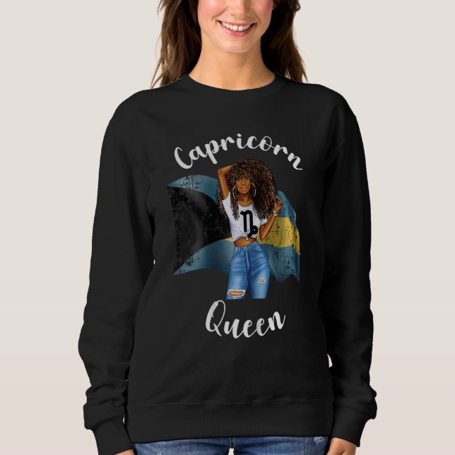 Womens Afro Bahaman Capricorn Queen Black Womens Z T Shirt (Framsida)