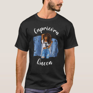 Womens Afro Capricorn Queen från Guatemala Zodiac T Shirt
