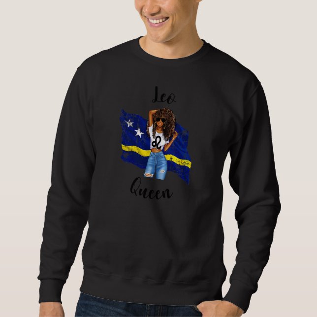 Womens Afro Curacao Leo African Zodiac Curac Lång Ärmad Tröja (Framsida)