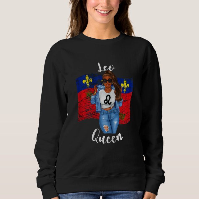 Womens Afro Guadeloupe Leo Queen Flag of Black Wom T Shirt (Framsida)
