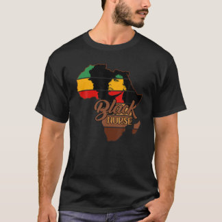 Womens Afro Melanin Black Nurse ER ELLER RN Back H T Shirt