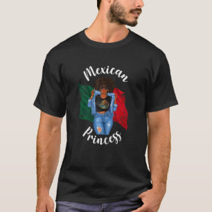 Womens Afro Mexican Princess Mexico Flagga African T Shirt