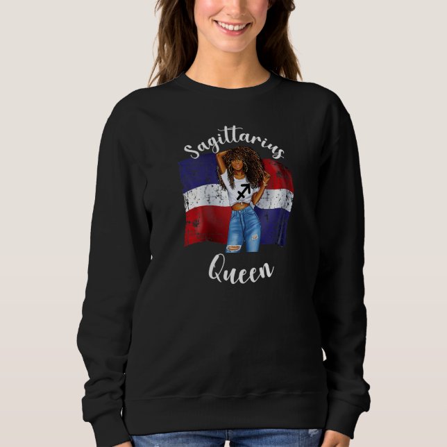 Womens Afro Sagittarius Queen From Dominican Repub T Shirt (Framsida)