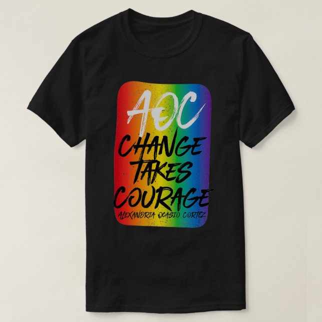 Womens Alexandria Ocasio-Cortez, AOC, Change Quote T Shirt (Design framsida)