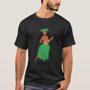 Womens Aloha Hawaii Hawaiian Cute Ukulele Hula Dan T Shirt