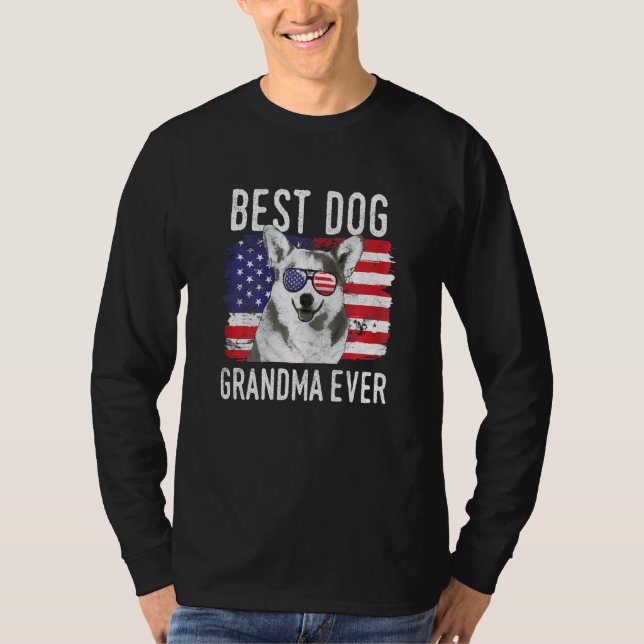 Womens American Flag Best Dog Grandma Ever Cardiga T Shirt (Framsida)