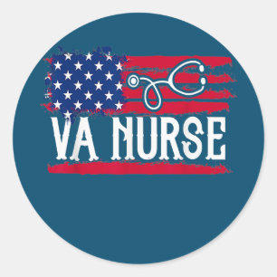 Womens American Flagga VA Nurse Patriotic 4:e av Runt Klistermärke