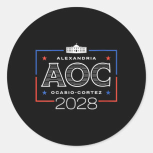Womens Aoc 2028 White House V-nacke Runt Klistermärke