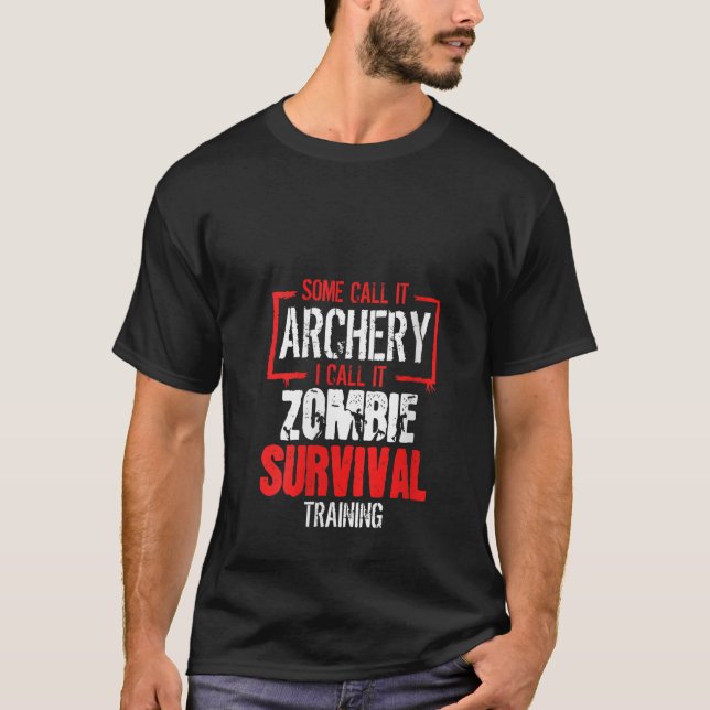 Womens Archer Gift Bow Hunting Zombie Survival Tra T Shirt (Framsida)