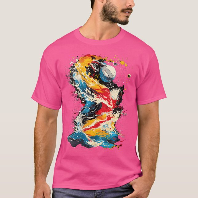 Womens Artsy Vatten Polo Player on Abstrakt Art Wa T Shirt (Framsida)