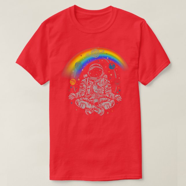 Womens Astronaut Red Yoga T-Shirt (Design framsida)