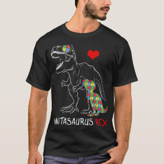 Womens Auntasaurus Auntie Rex Autism Awareness - m T Shirt