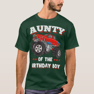 Womens Aunty Of The Birthday Boy Fathers Monster T Shirt