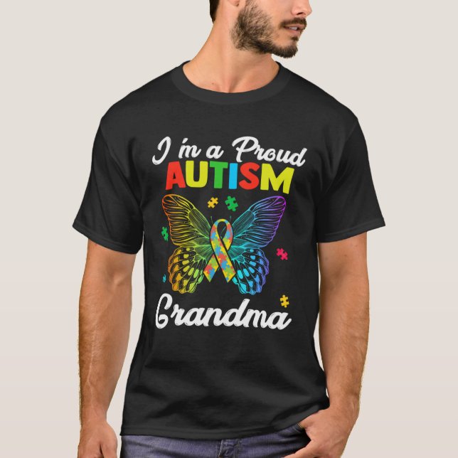 Womens Autism Awareness Butterfly I m A Proud Auti T Shirt (Framsida)