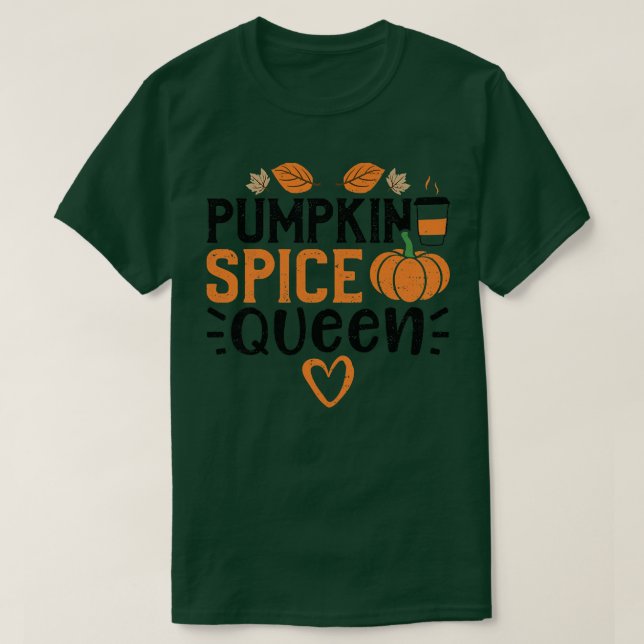 Womens Autumn Pumpkin Spice QueenPumpkin Ord T Shirt (Design framsida)