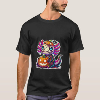 Womens Axolotl Zombie Cute Kawaii Pumpkin Boys Gir T Shirt