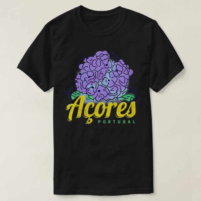 Womens Azores Hydrangea Flower Island Portugal Vin T Shirt (Design framsida)