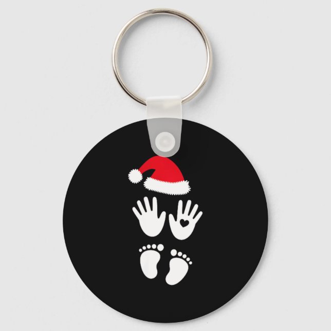 Womens Baby Bump First Christmas  Nyckelring (Framsida)