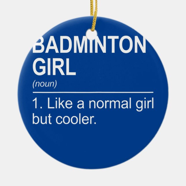 Womens Badminton Girl Noun Definition Shuttlecock Julgransprydnad Keramik (Framsidan)