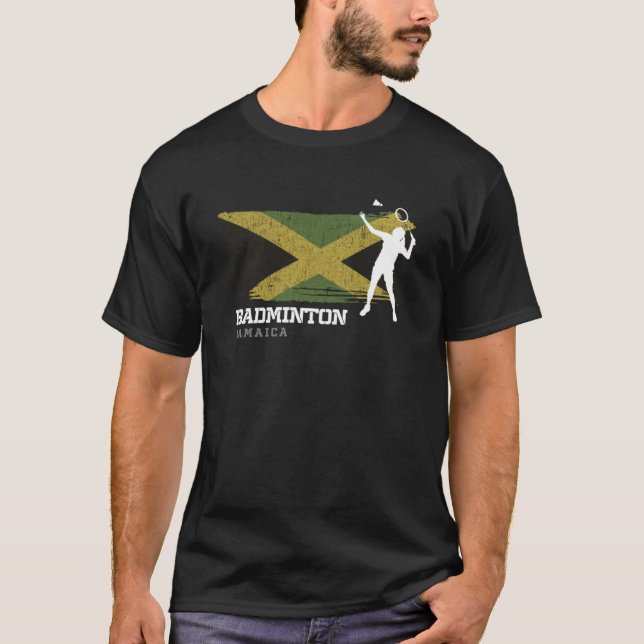 Womens Badminton Jamaica Net Games Player Badminto T Shirt (Framsida)