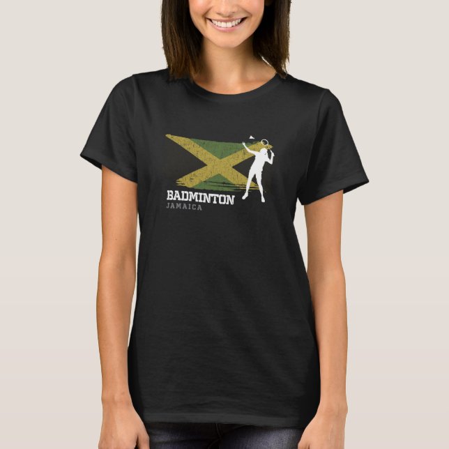 Womens Badminton Jamaica Net Games Player Badminto T Shirt (Framsida)