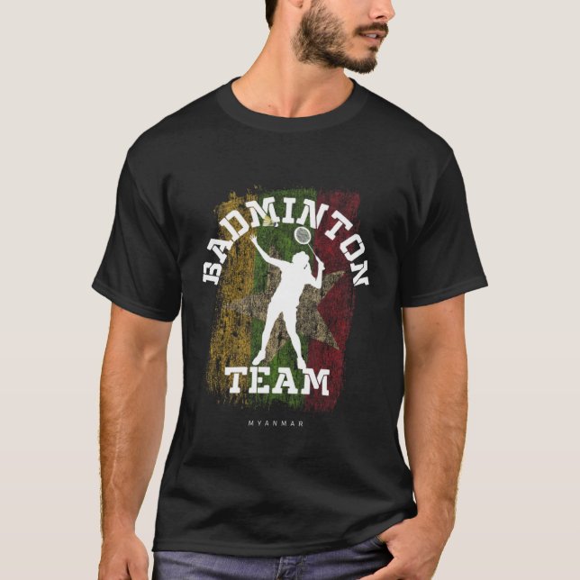 Womens Badminton Myanmar Net Games Player Badminto T Shirt (Framsida)