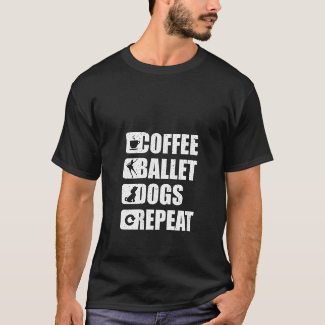 Womens Ballet Coffee Hundar Dancing Gift Tutu Ball T Shirt (Framsida)