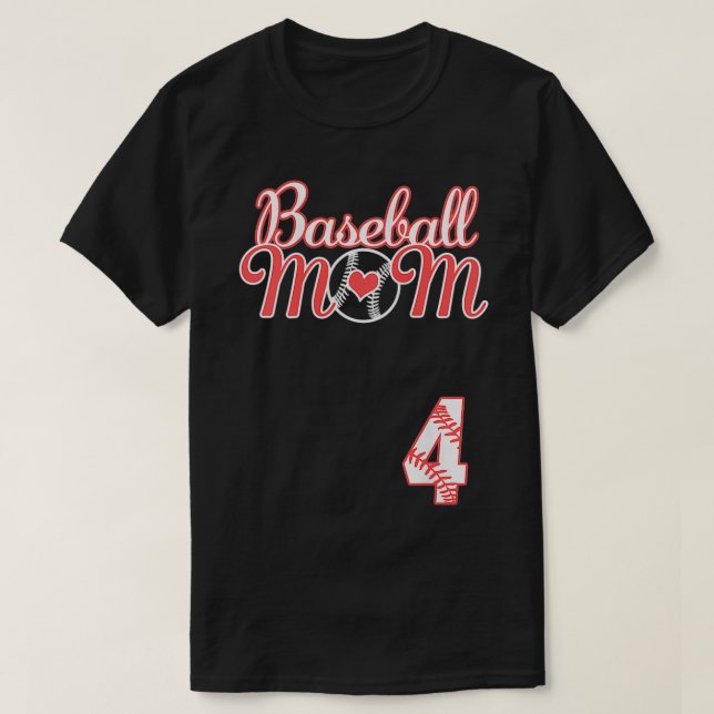 Womens Baseball Mamma Mors dag #4 Baseball Playe T Shirt (Design framsida)