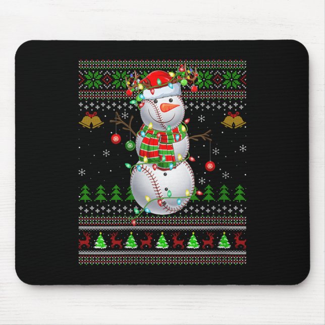 Womens Baseball Snowman Ugly Christmas Sweaters Sr Musmatta (Framsidan)