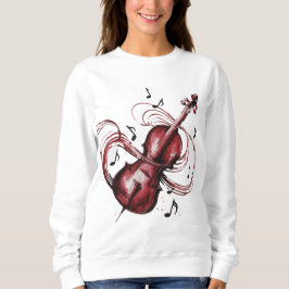 Women's basic abstract violin sweatshirt t shirt