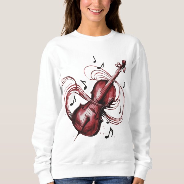 Women's basic abstract violin sweatshirt t shirt (Framsida)