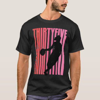 Womens Basketball 35e Birthday Retro 35 Sunset Si T Shirt