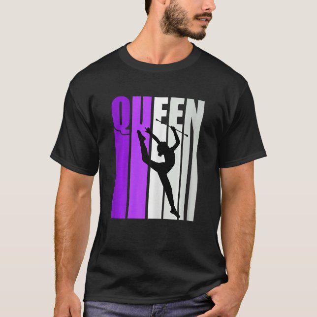 Womens Baton Twirling Queen Mauve Competition Yout T Shirt (Framsida)