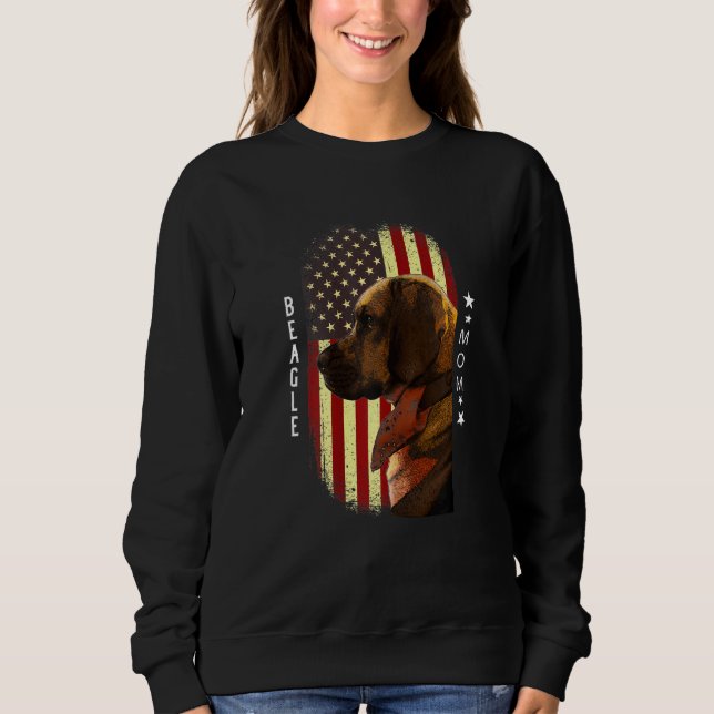 Womens Beagle Mamma Amerikanska Flagga Patriotic B T Shirt (Framsida)
