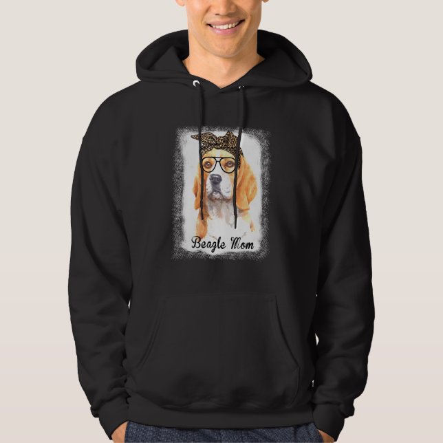 Womens Beagle Mamma Leopard Bleached Hund Pet Hoodie (Framsida)