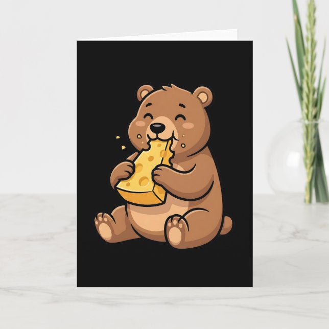 Womens Bear Eating Cheese Kort (Framsida)