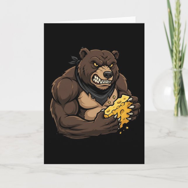 Womens Bear Eating Cheese Kort (Framsida)