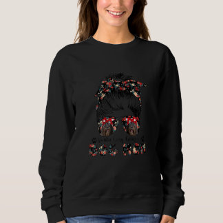 Womens Bearded Collie Hund Mamma Messy Bun Hair Gl T Shirt