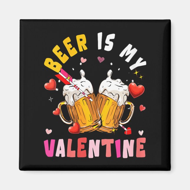 Women's Beer Is My Valentine Hearts Matching Drink Magnet (Framsidan)