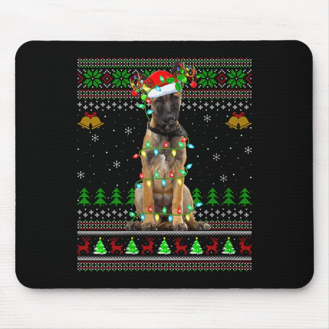Womens Belgian Malinois Dog Ugly Christmas Sweater Musmatta (Framsidan)