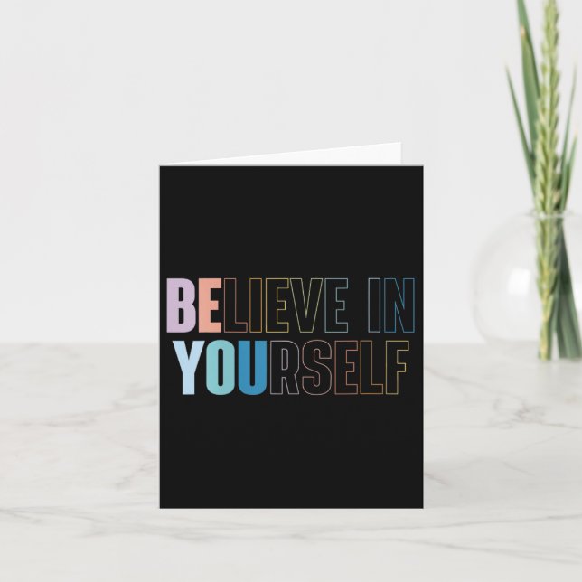 Womens Believe In Yourself Motivational Quote Insr Kort (Framsida)