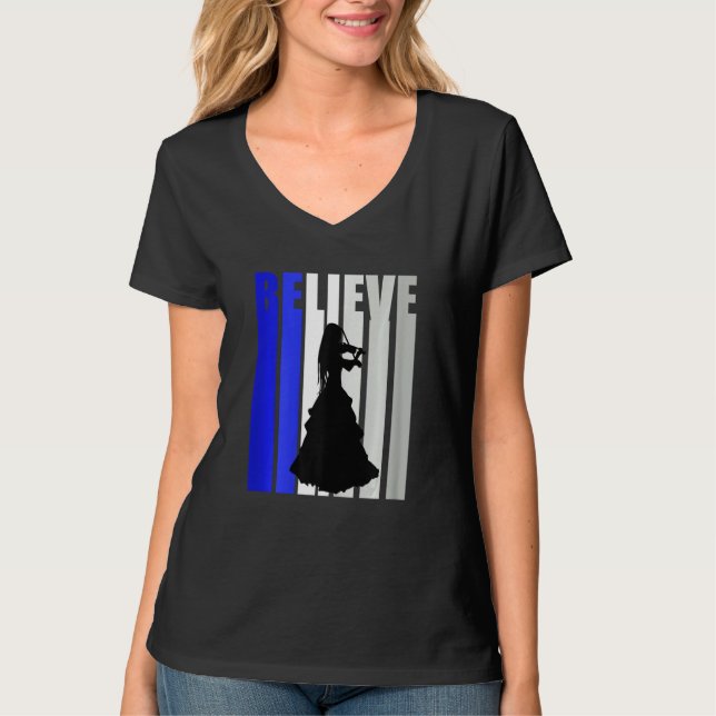 Womens Believe Violin Life Inspiring Violinist Mus T Shirt (Framsida)
