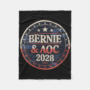 Womens Bernie Sanders och Aoc 2028 för ordförande Fleecefilt