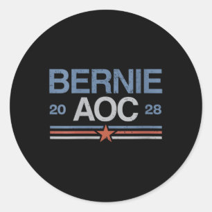 Womens Bernie Sanders och Aoc V-nacke Runt Klistermärke