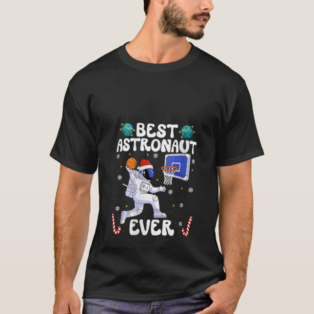 Womens Best Astronaut Ever Christmas Basketball Ho T Shirt (Framsida)